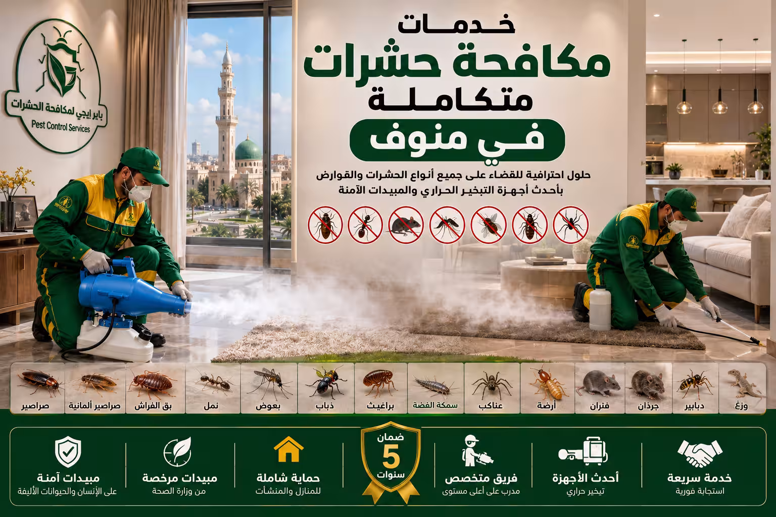 خدمات مكافحة حشرات متكاملة في منوف