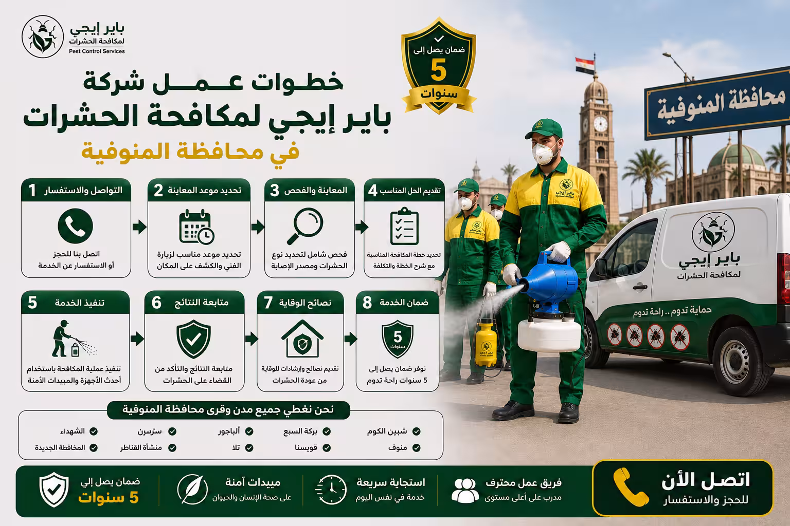 خطوات عمل شركة باير إيجى لمكافحة الحشرات في المنوفية