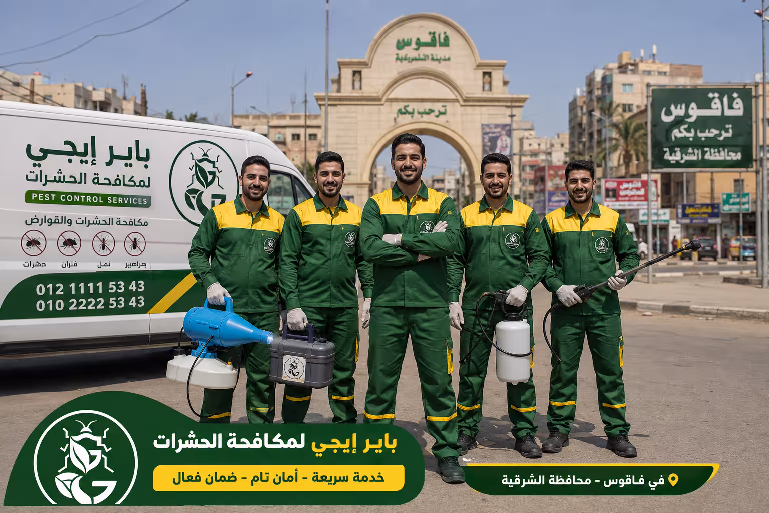 فريق عمل شركة باير إيجى لمكافحة الحشرات في فاقوس