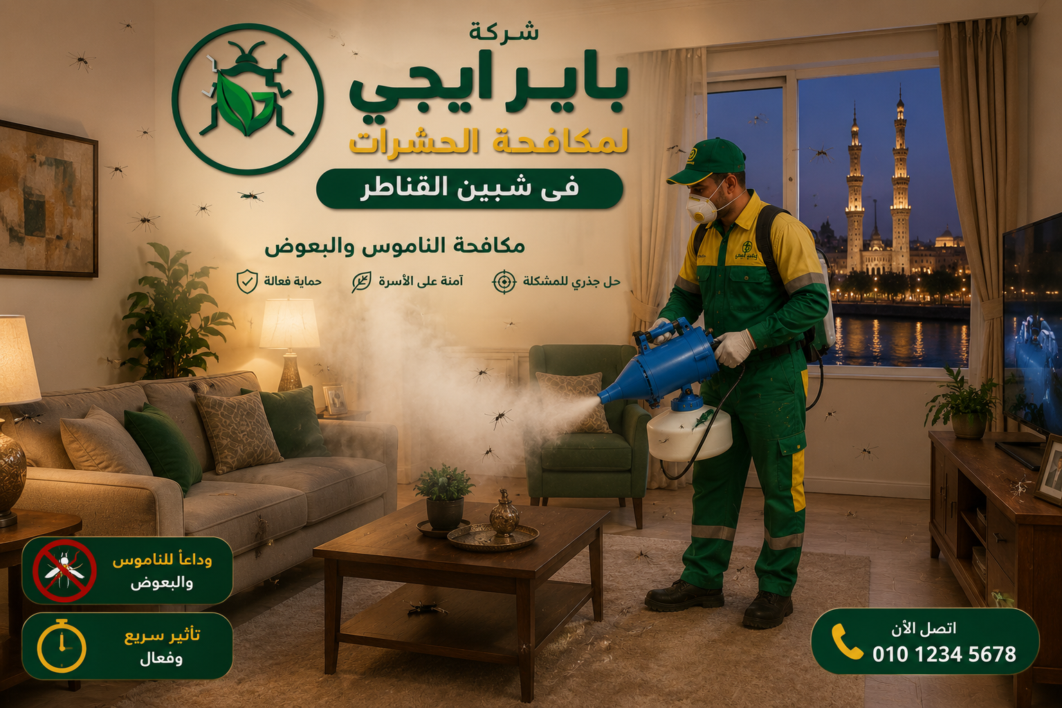 مكافحة الناموس والبعوض في شبين القناطر